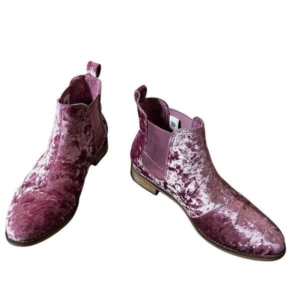 TOMS Ella Faded Rose Pink Crushed Velvet Ankle Boots Women's US 10 EU 42 - Picture 11 of 12